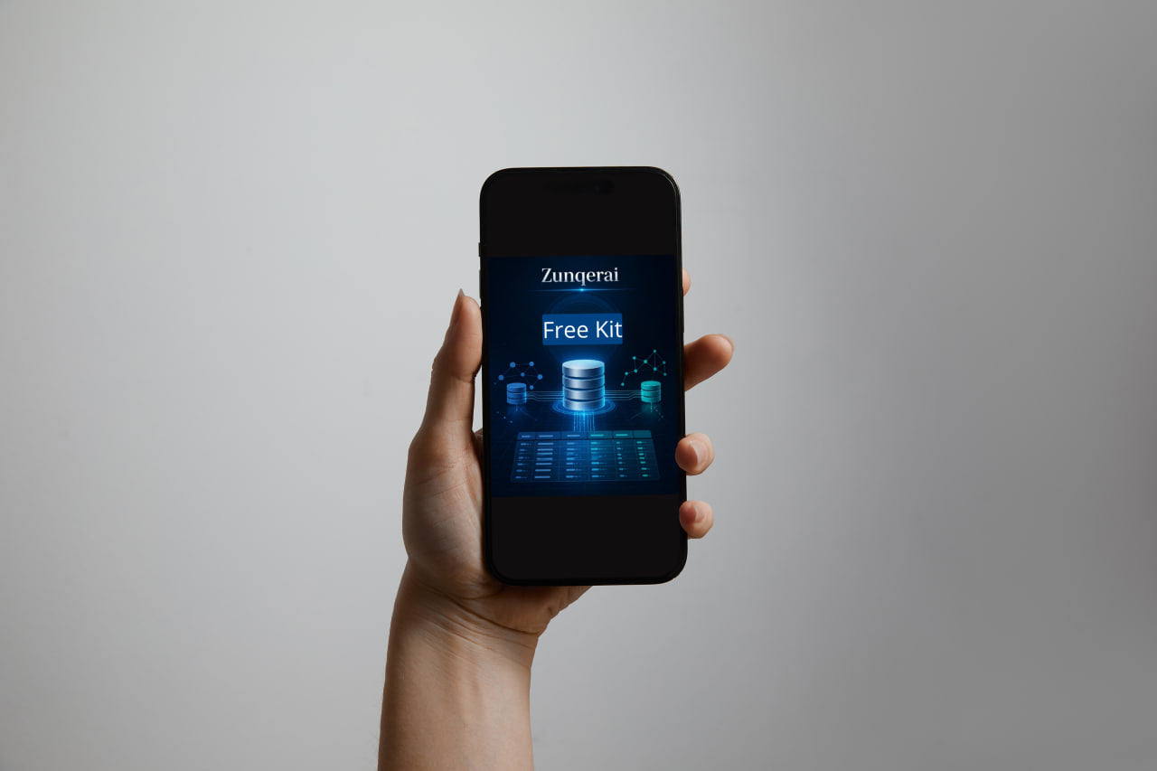 Hand holding a smartphone displaying the Zongerai app on a gray background