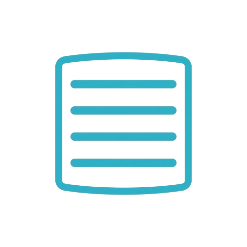 Icon of a document with a blue outline on a white background