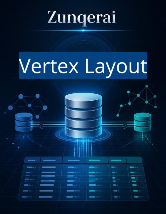 Zunqerai Vertex Layout with database and network graphics on a dark background
